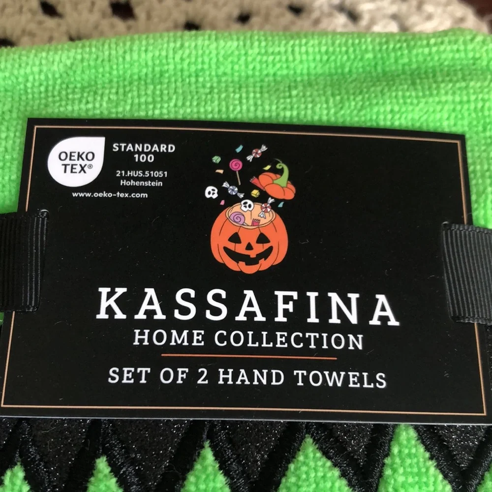 Kassafina Green Frankenstein Halloween Hand Towels - Set of 2